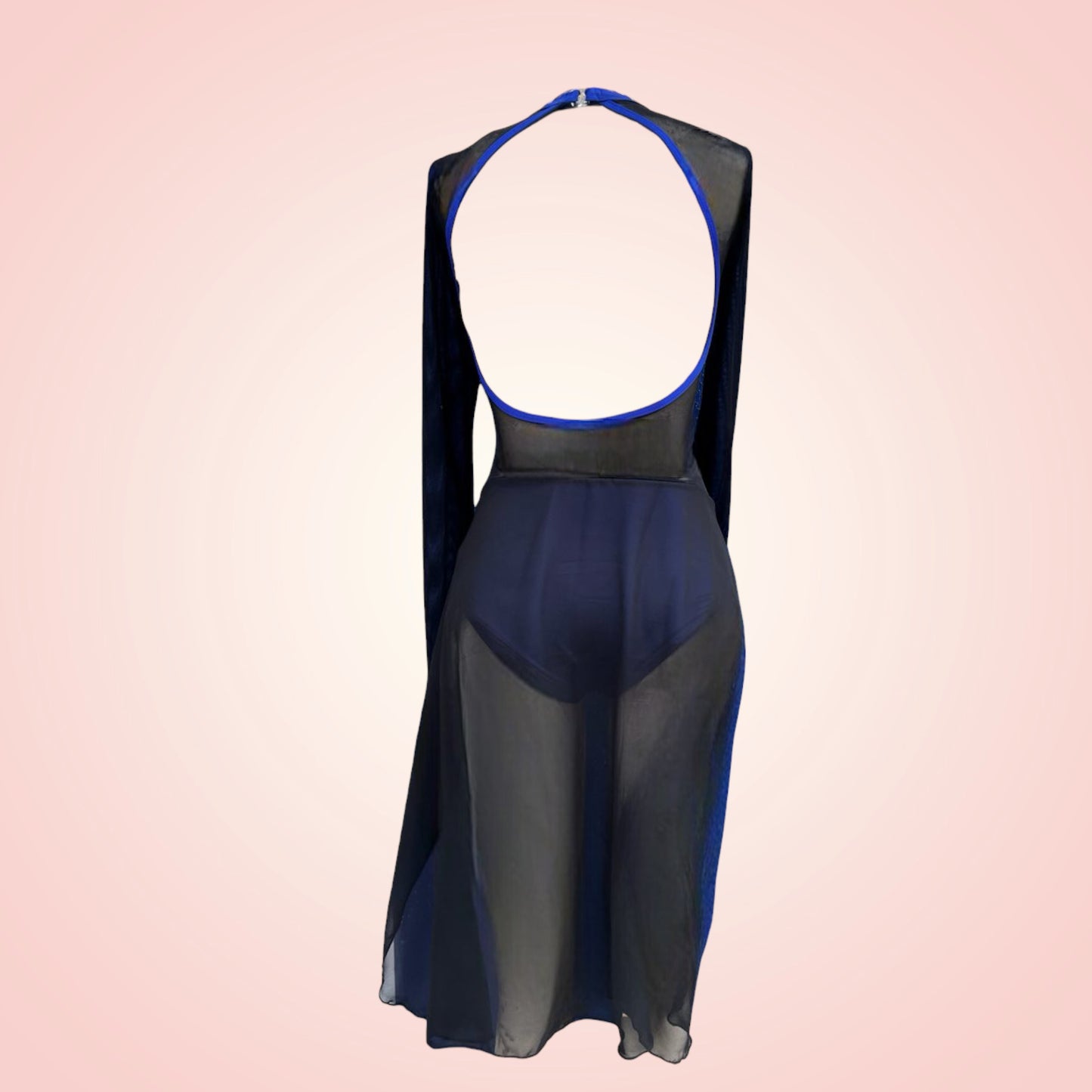 In a stunning combination of Black mesh and our electric blue, our Madonna Leo takes on a striking and dramatic turn with back skirt in chiffon that reaches the back of the knee. Lightweight and easy to move, this skirt makes a statement when you leap, turn, and manipulate it throughout your choreography. Only one... ready, set, go!