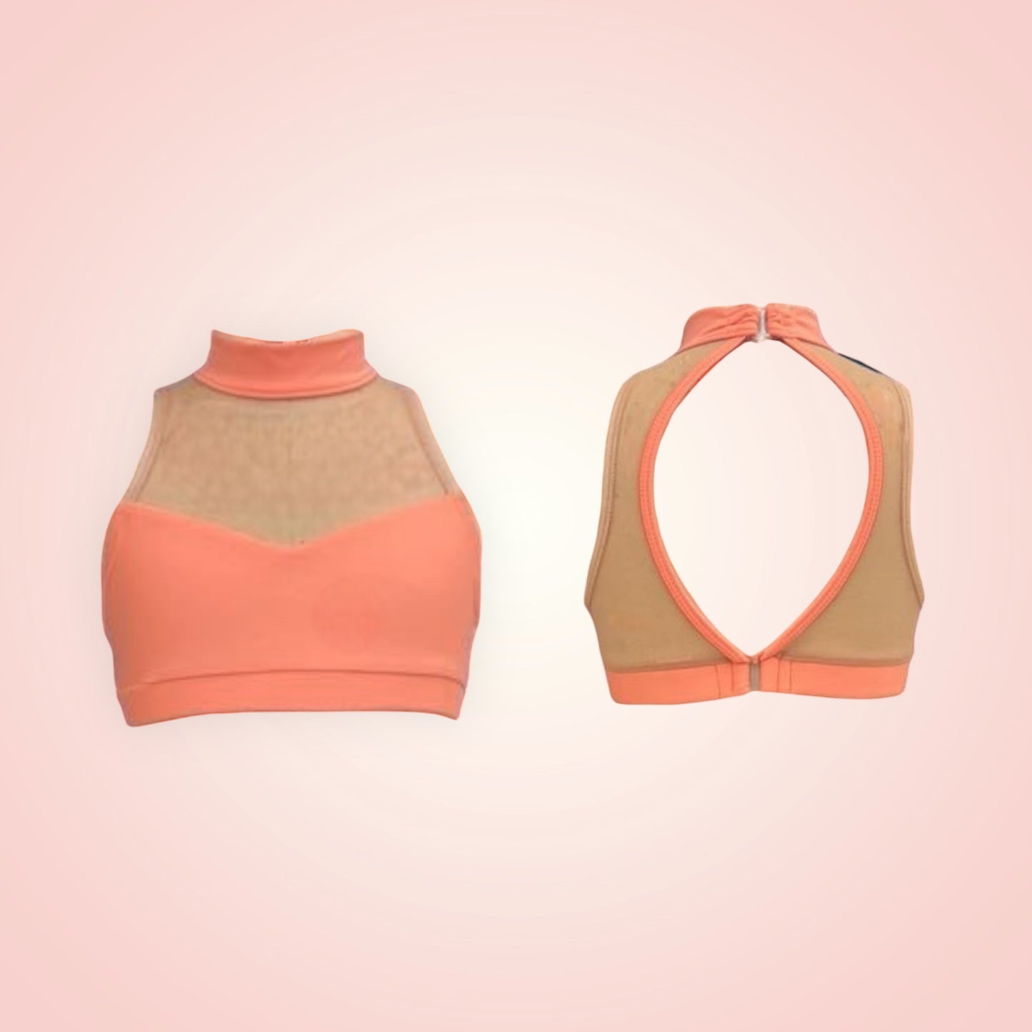 The pantone color of the year, this peach set and top is the perfect compliment to your dancers wardrobe. Wear it as is for class or amp it up for the stage! Mix it with any of these tones; fuschia, whites, aqua, lilacs for an array of genres and sensations.