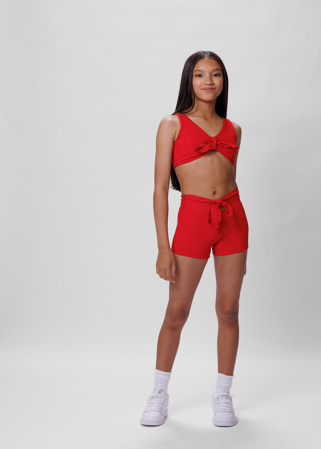 Chloe Shorts: Red Ribbed