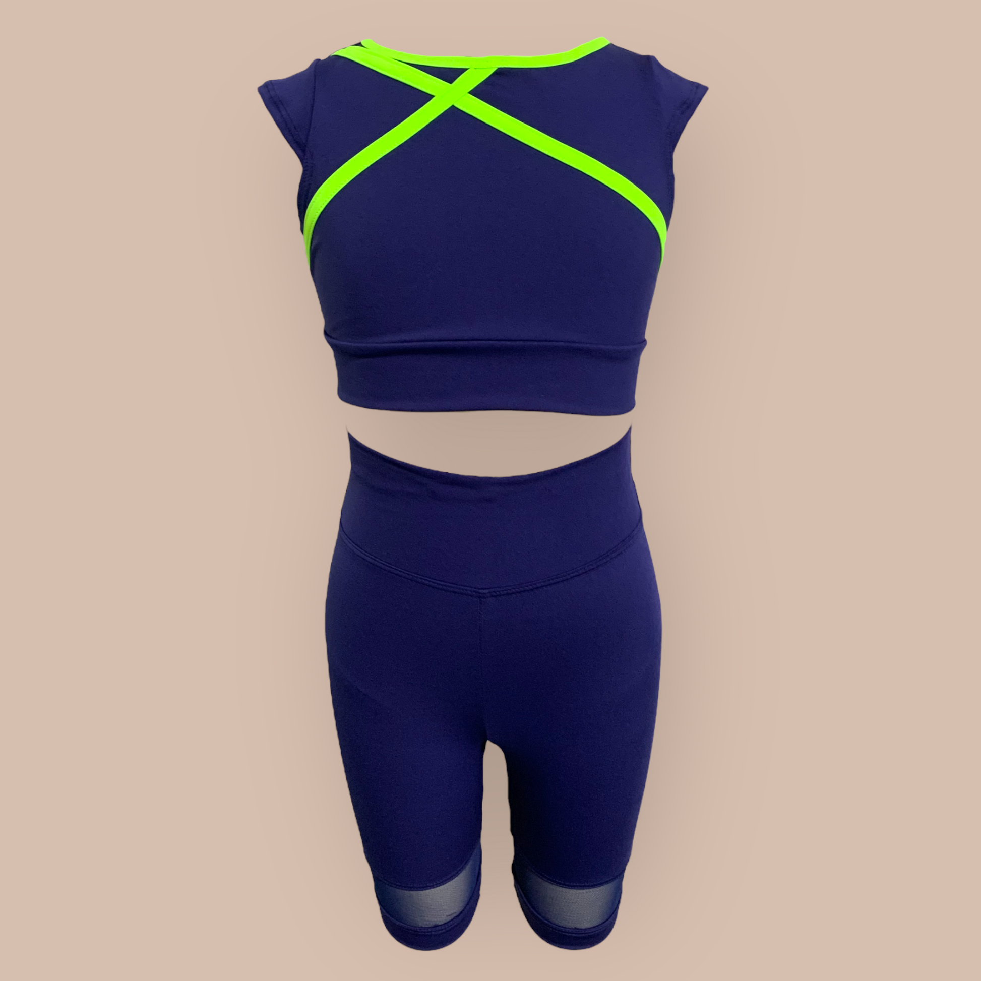 Zara x Caged Set Saver : Navy x Neon Green-Set-opradancewear