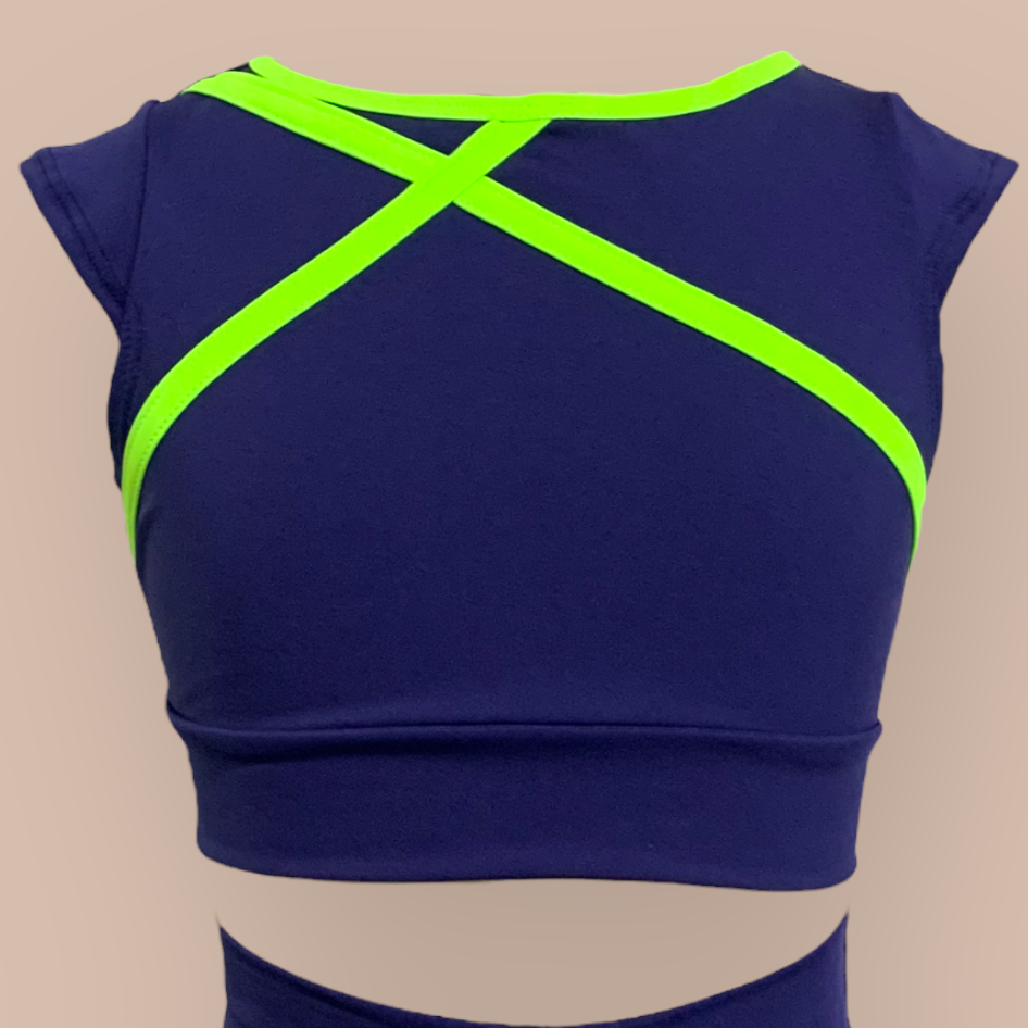 Zara Top: Navy x Neon Green- Limited Edition-Set-opradancewear